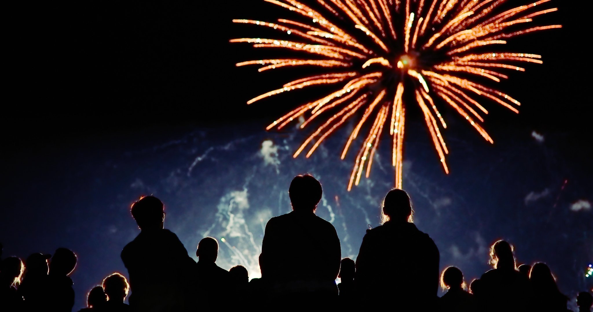 Crowd watching fireworks